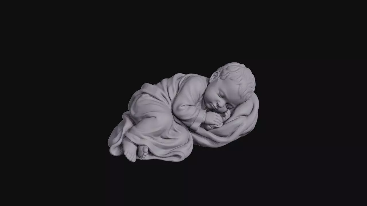 Sleeping Newborn Baby Wrapped In Soft Blanket 3D print model