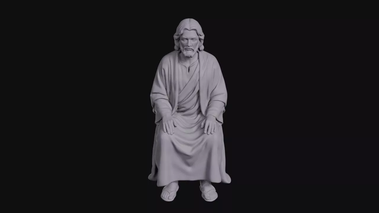 Seated Robed Christ With Hands Upon Knees 3D print model