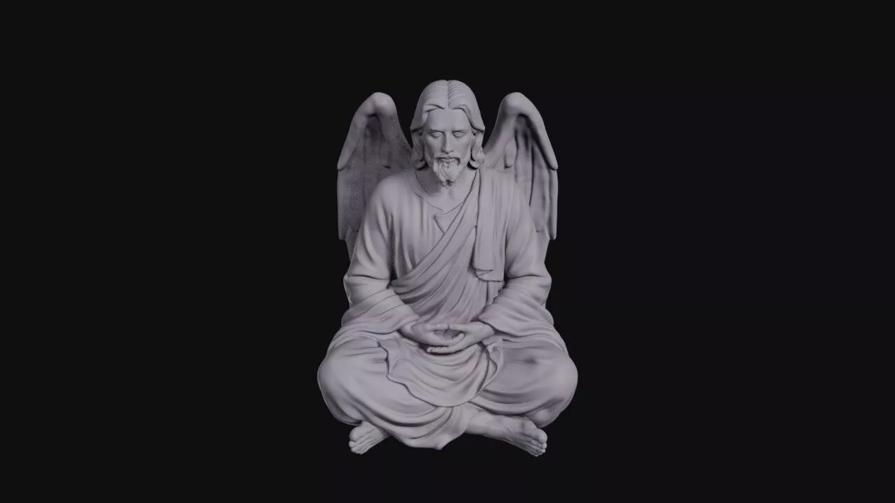 Winged Angel Seated Cross Legged In Meditation 3D print model