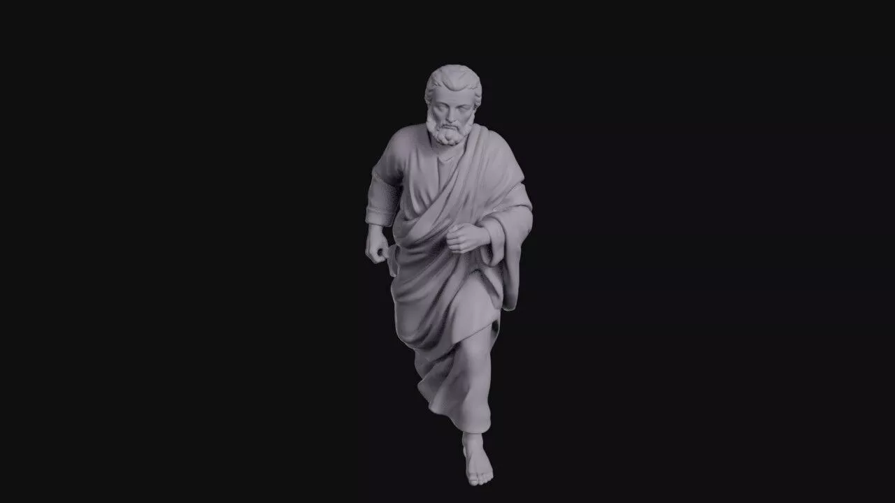 Running Bearded Saint In Draped Mantle Tunic 3D print model