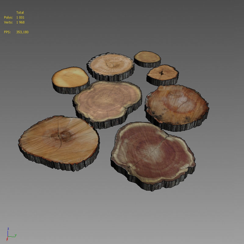Wood Log Slices 3D model_1