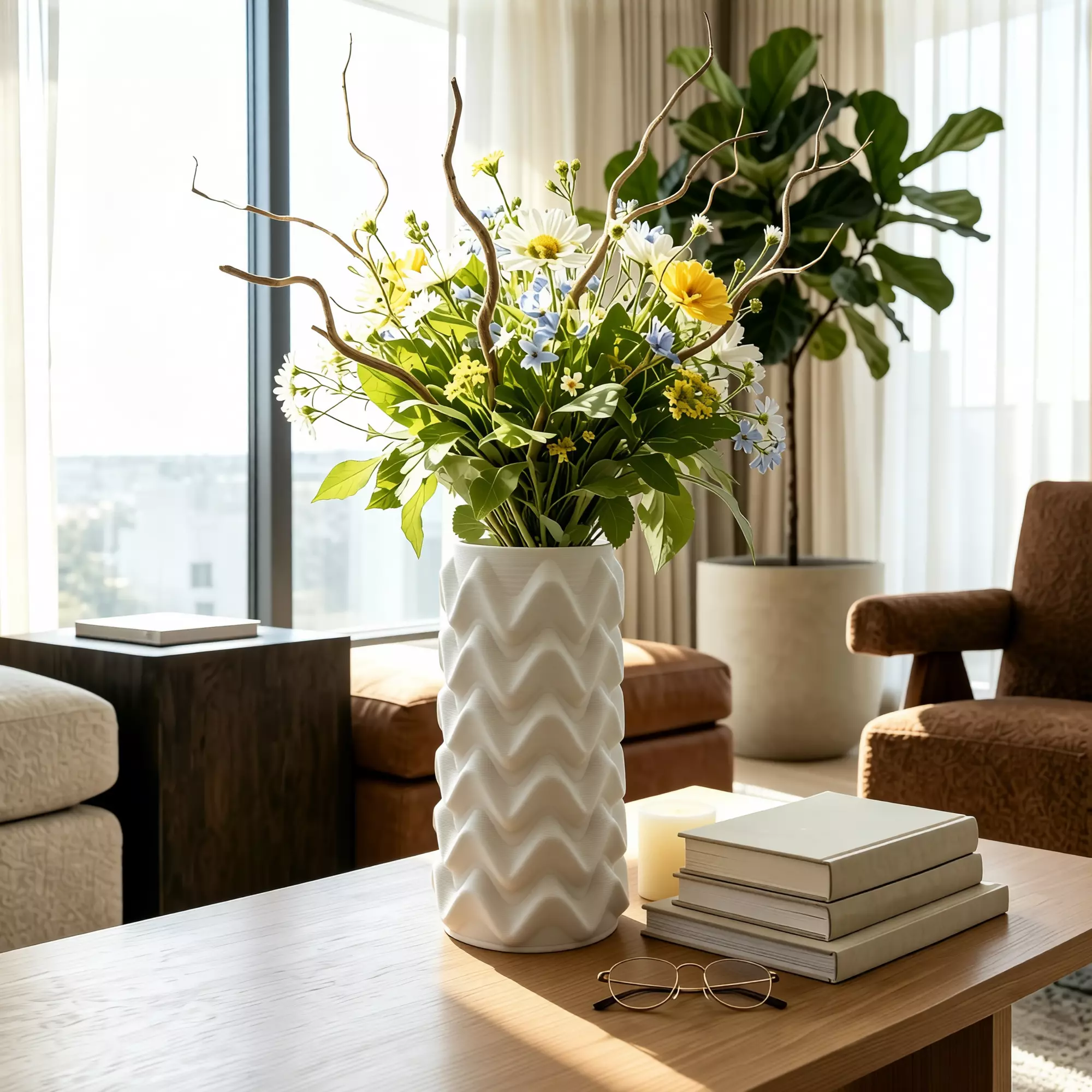 Zigzag Ceramic Vase - 30cm Layered Wave Pattern - 3D Model 3D print model