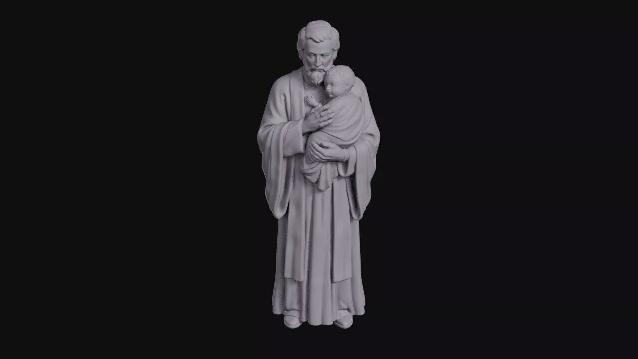 Bearded Priest Cradling A Swaddled Infant Child 3D print model