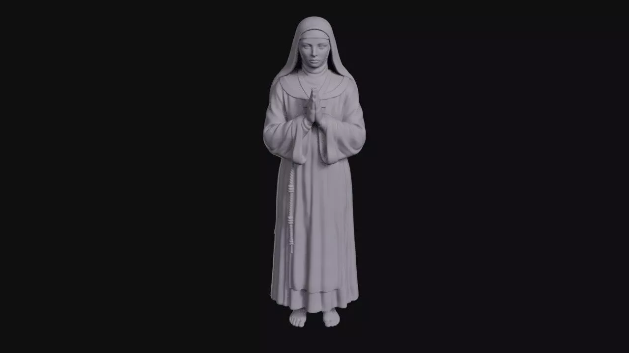 Praying Nun In Veil And Long Habit 3D print model