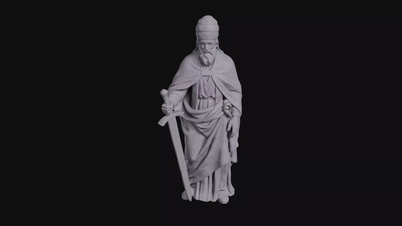 Pope In Tiara Holding A Long Sword 3D print model