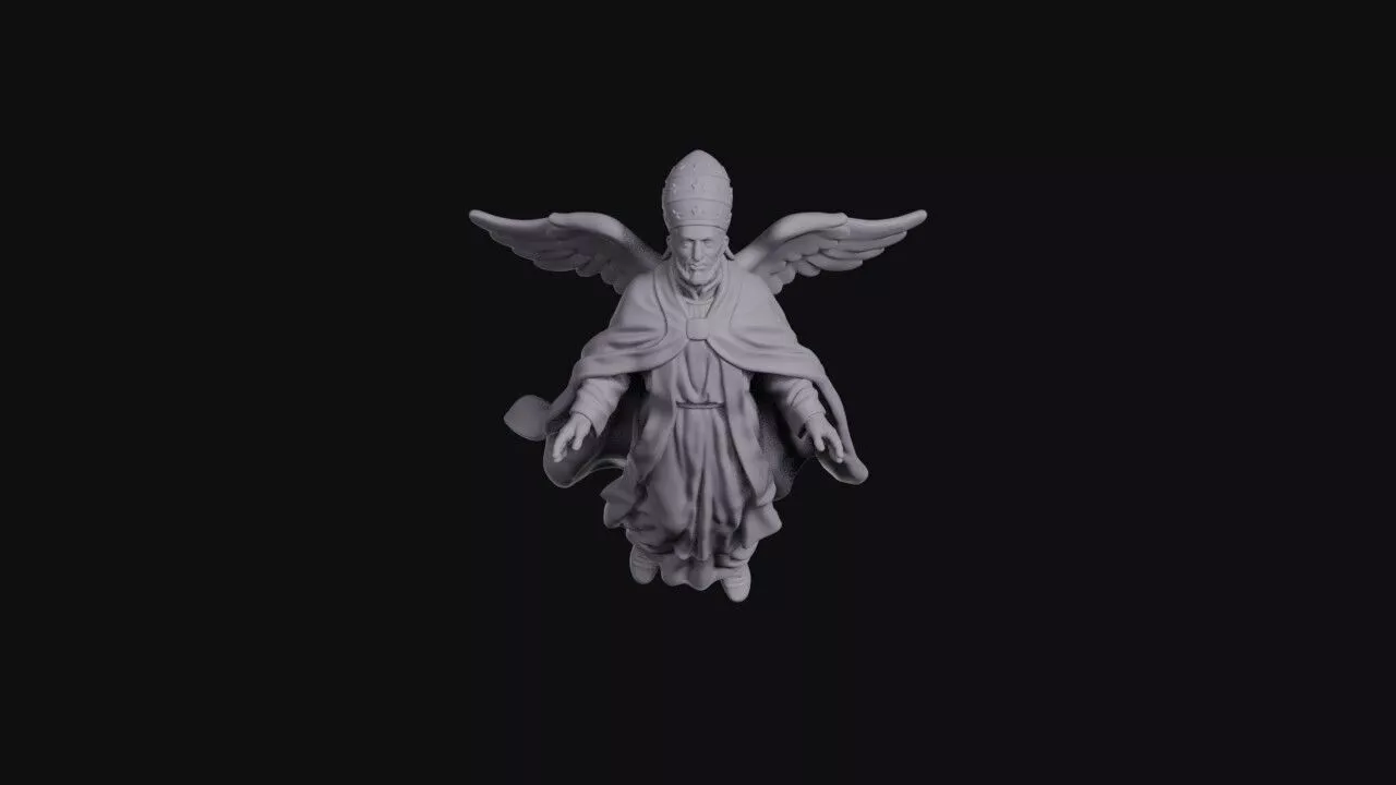 Flying Winged Pope In Papal Tiara And Cape 3D print model