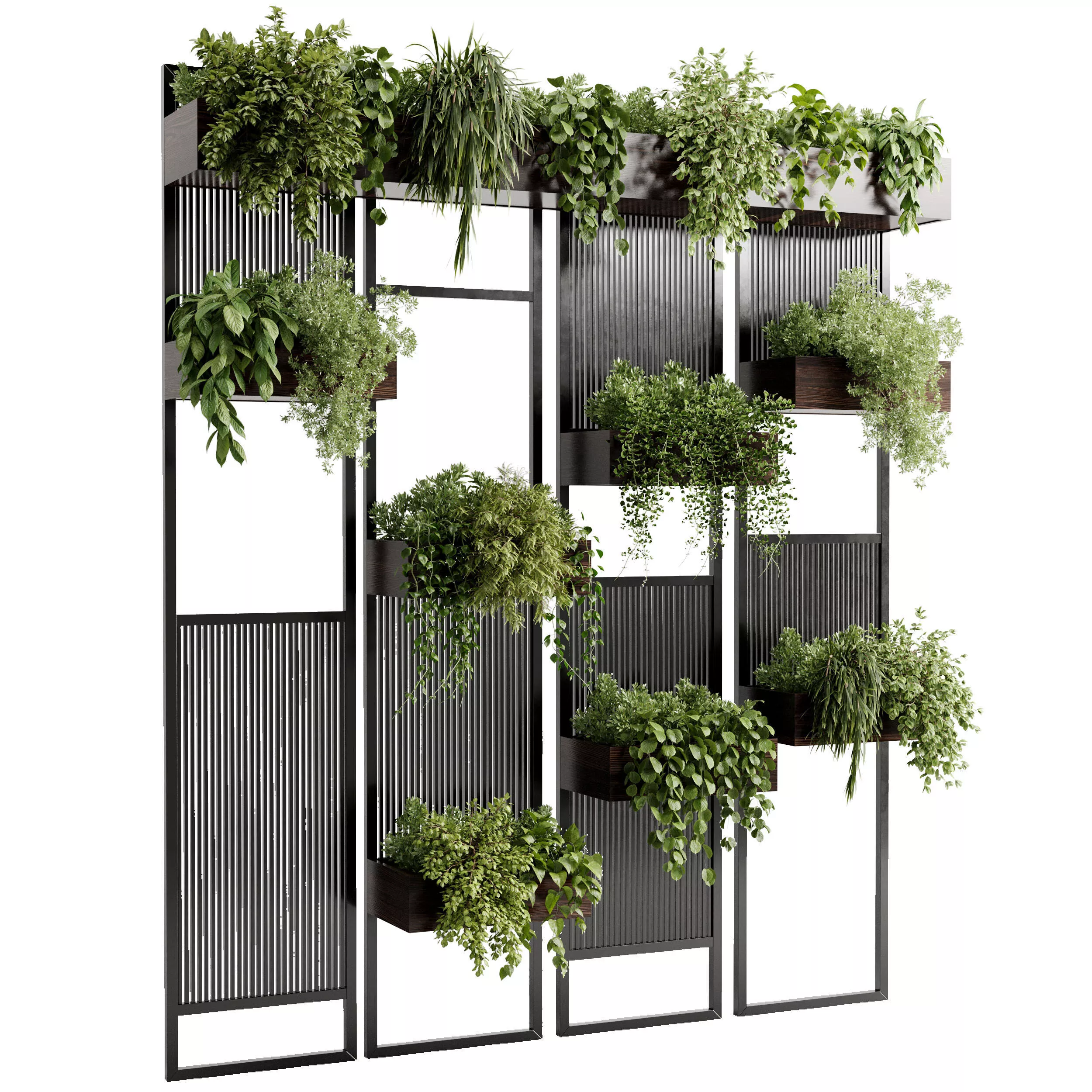 plants set partition in metal frame Vertical graden wall decor 3D model