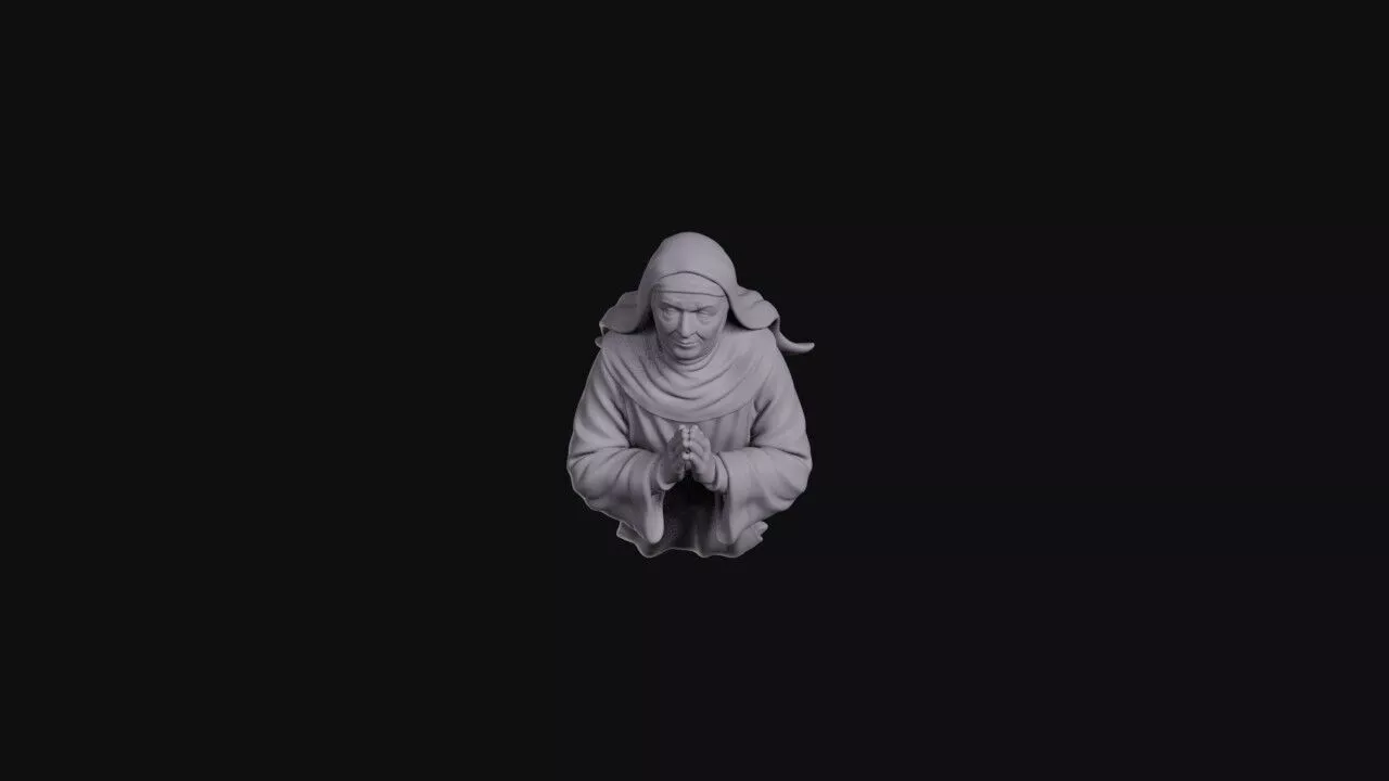 Flying Elderly Nun Praying In Habit And Veil 3D print model