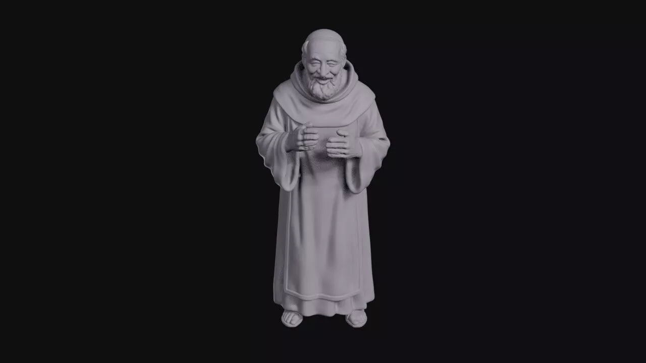 Laughing Friar In Hooded Habit With Raised Hands 3D print model