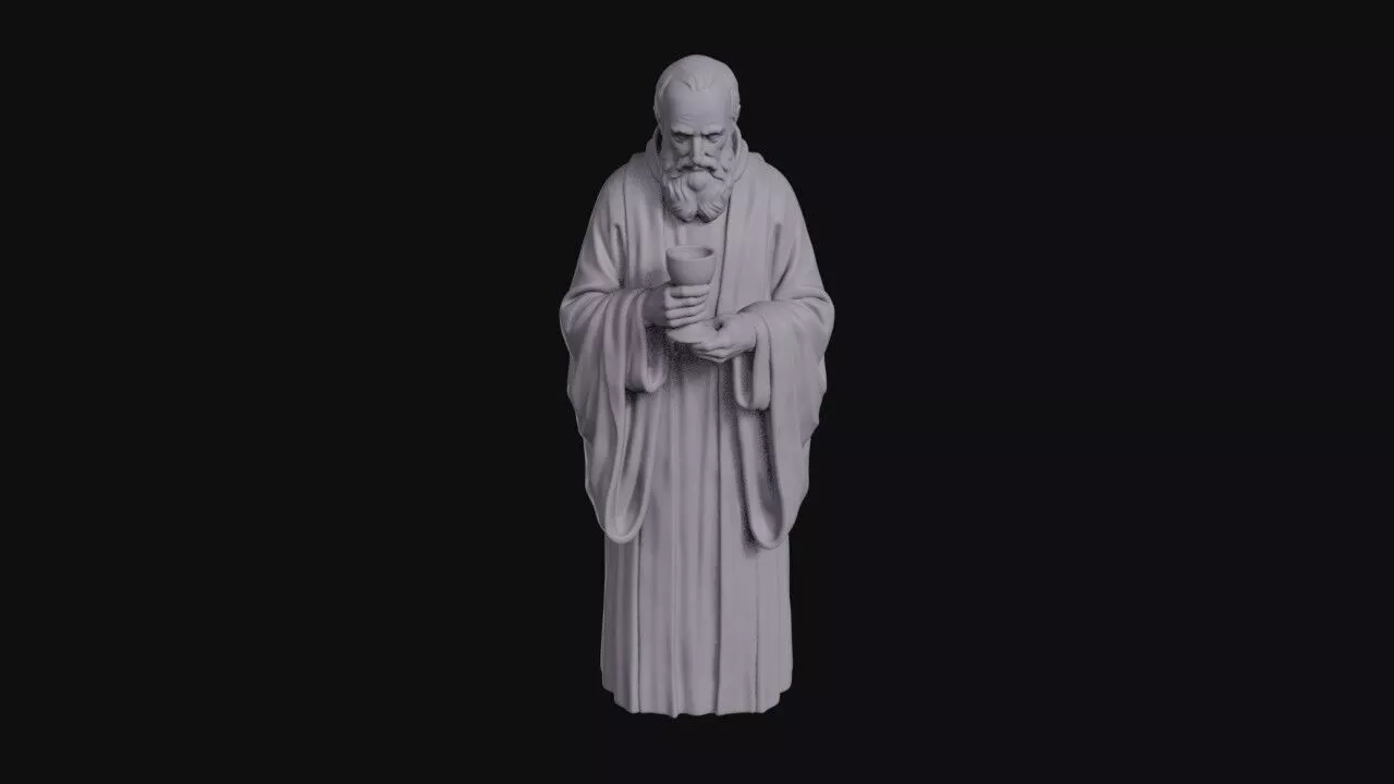 Bearded Monk Holding A Chalice Of Wine 3D print model