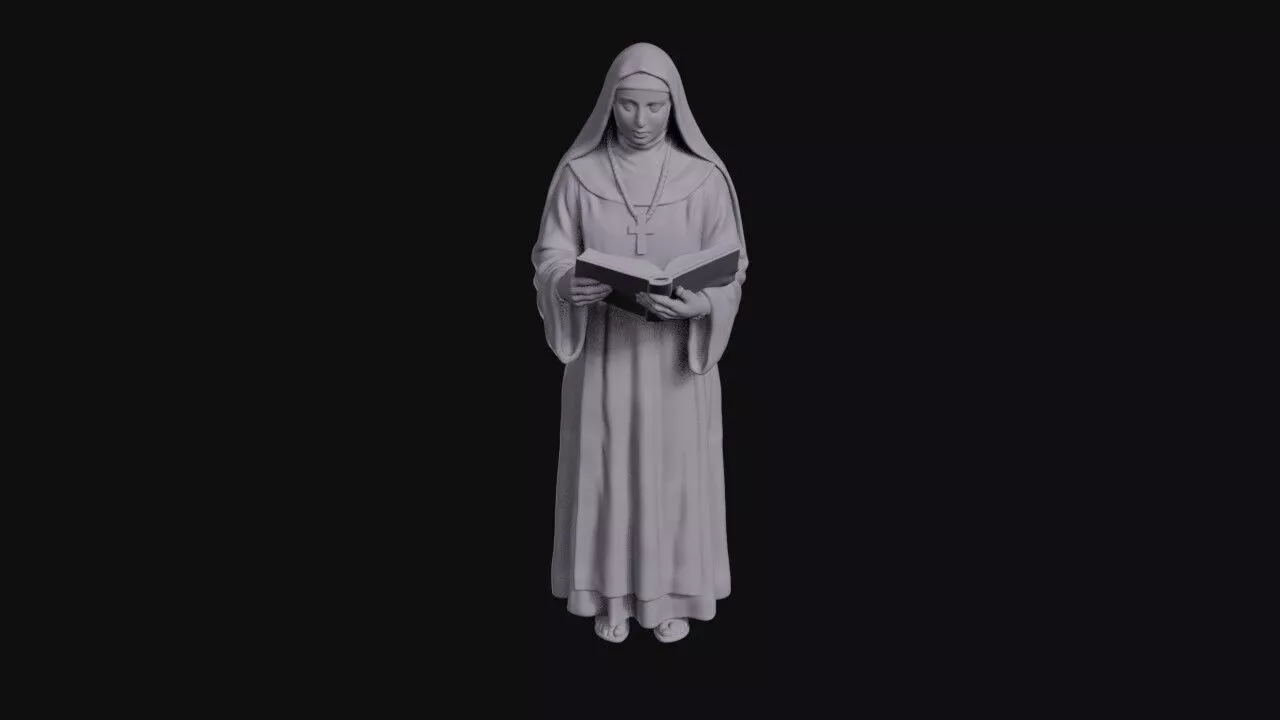 Standing Nun Reading An Open Book 3D print model