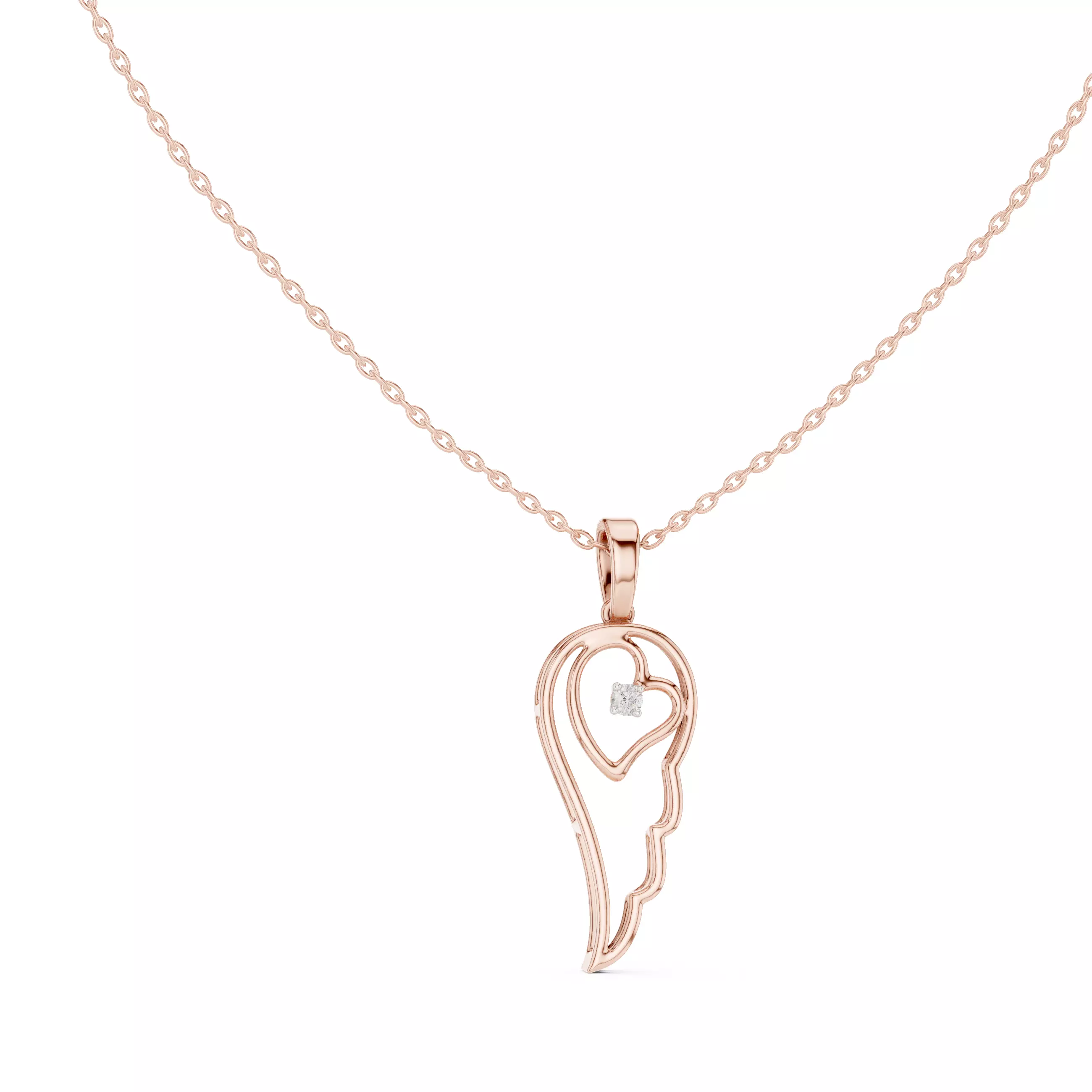 Angel Wing Heart Diamond Pendant Necklace Free 3D print model