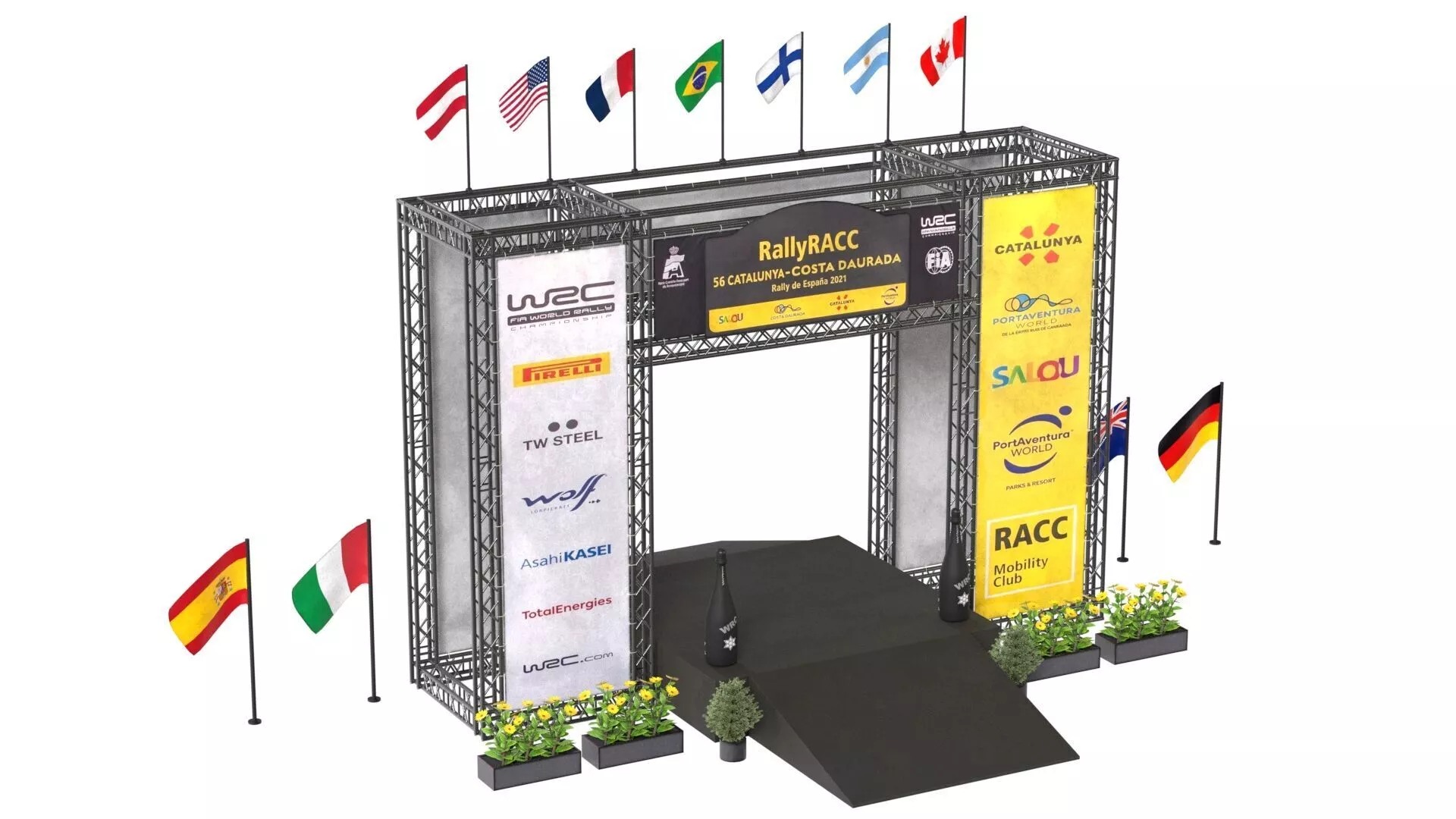 WRC Podium Low-poly 3D model