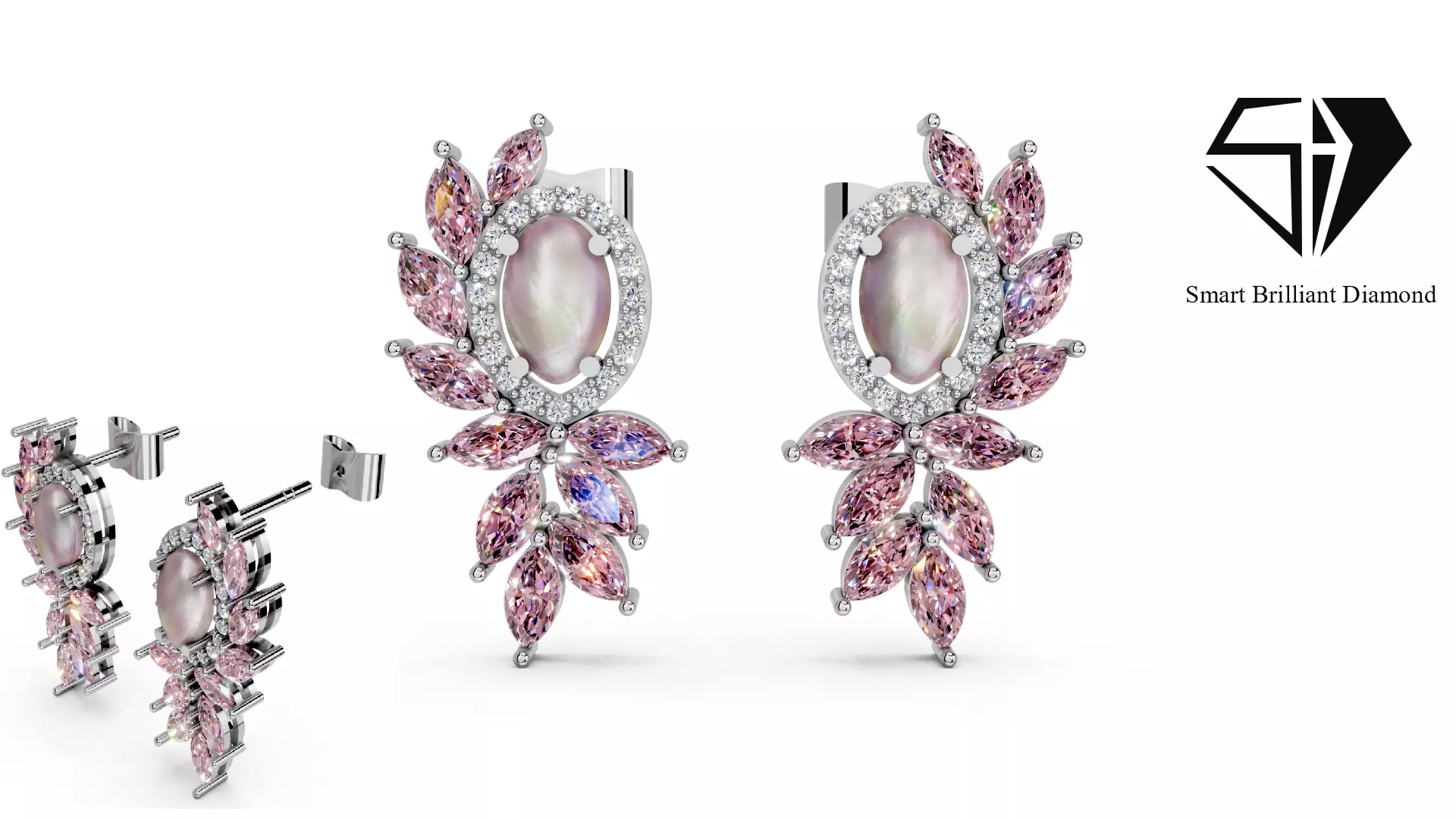 Luxury Diamond Gold Earrings Women Fine Jewelry 3D Model je0225 3D print model