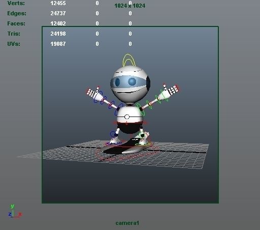 Rigged Robot Low-poly 3D model_8