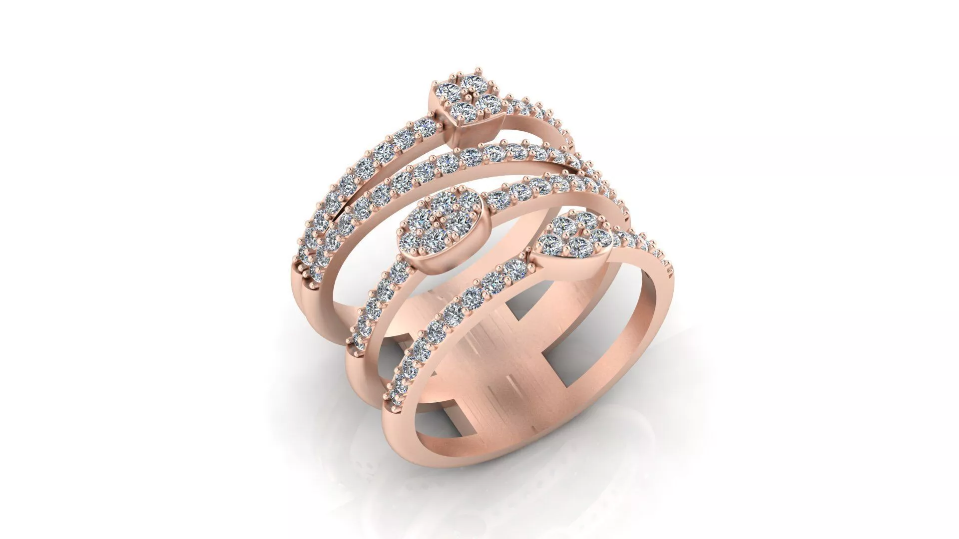 Multi Layer Diamond Ring Print Model Stacked Women Jewelry CAD 3D print model