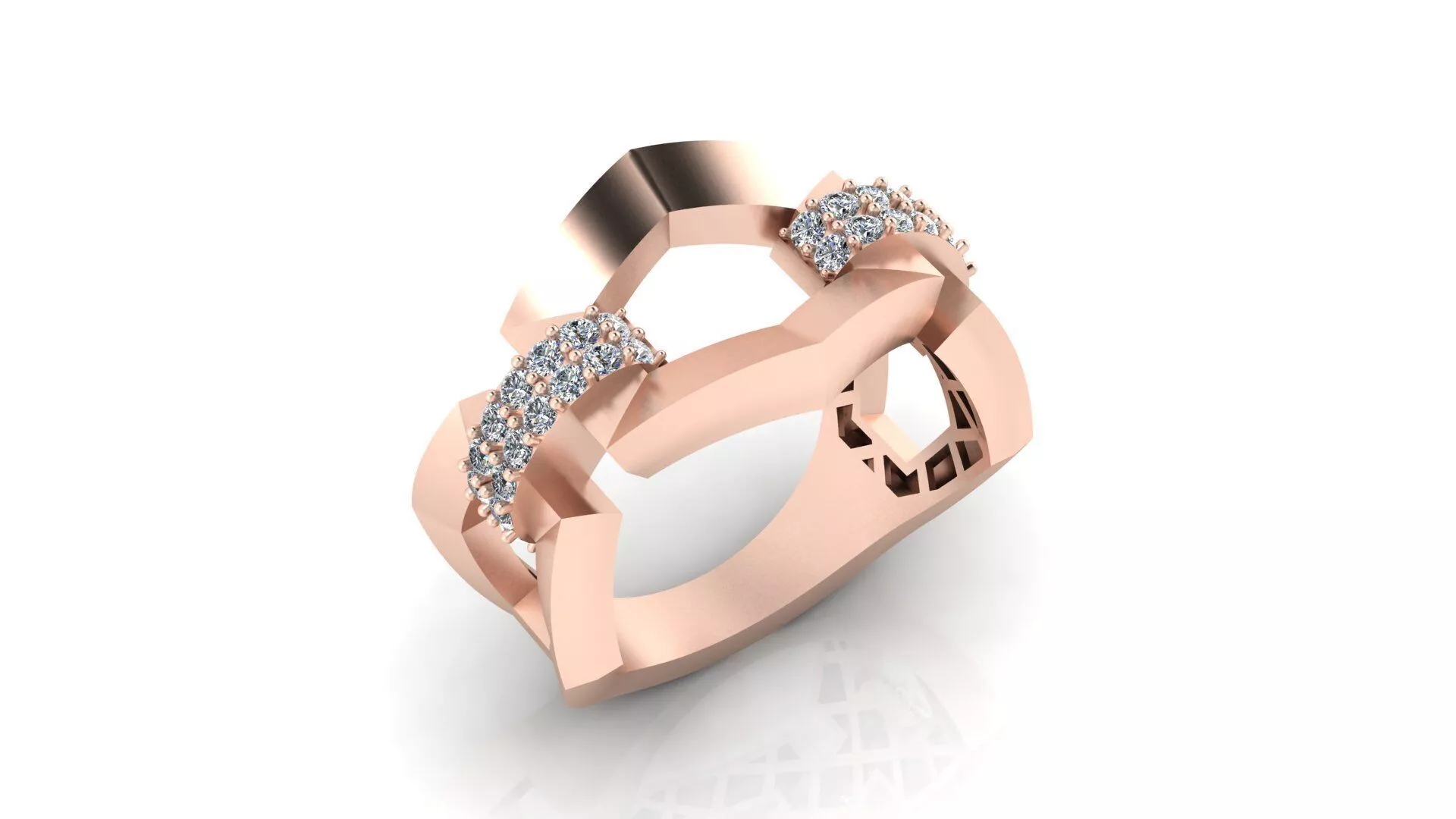 Geometric Open Diamond Ring Print Model Modern Women Jewelry CAD 3D print model