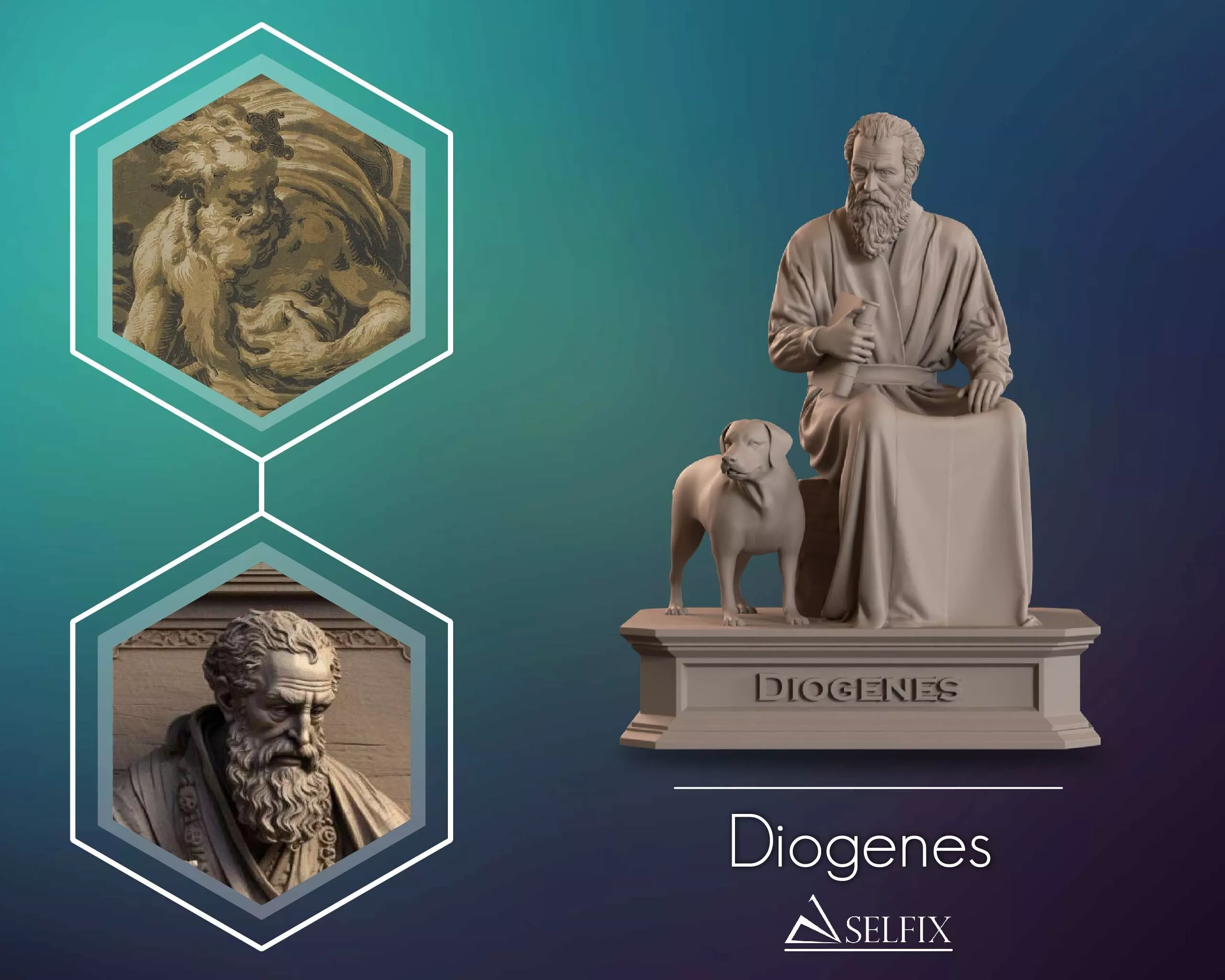 Diogenes Sitting with a Dog Sculpture 3D print model