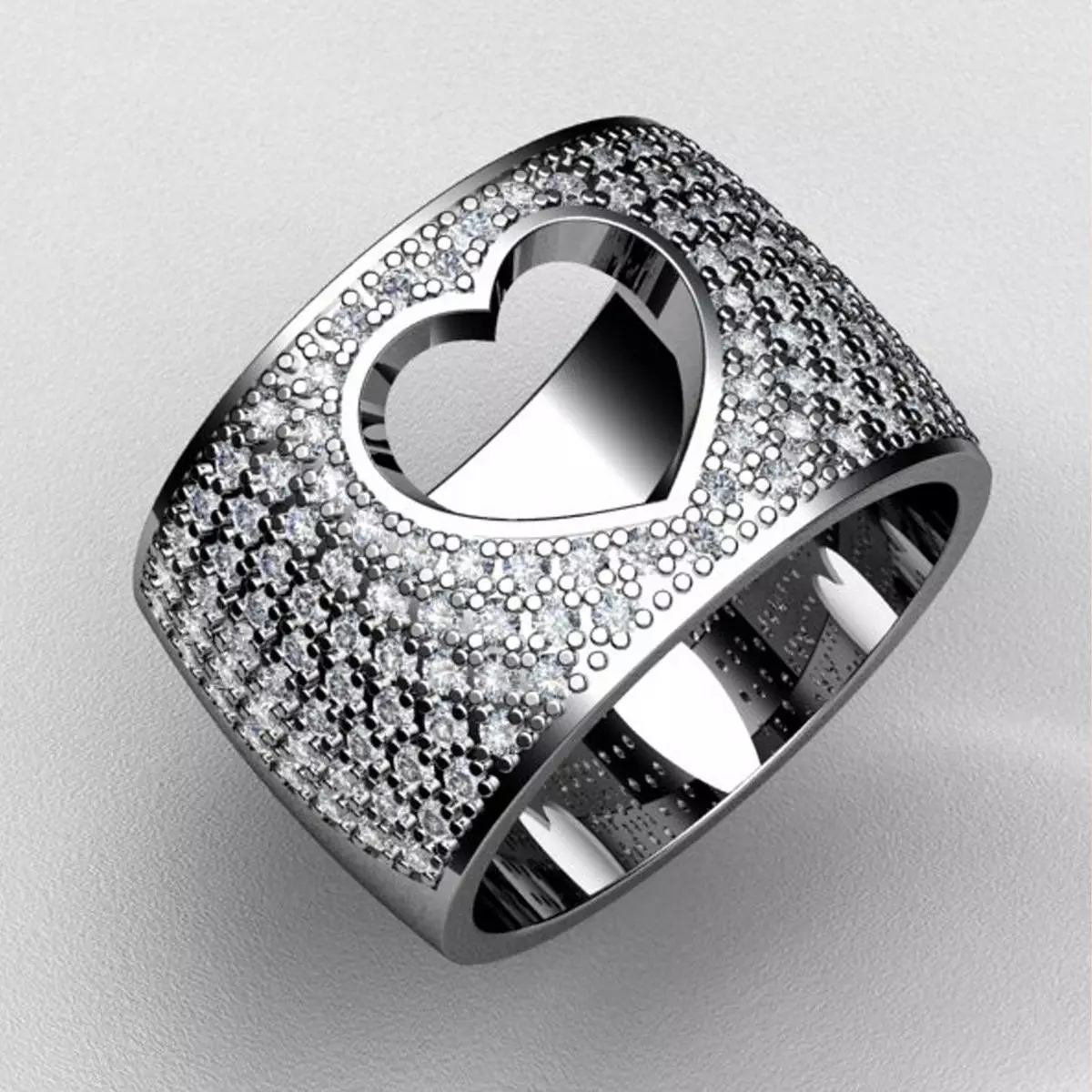 Heart Diamond Ring 3D print model_0