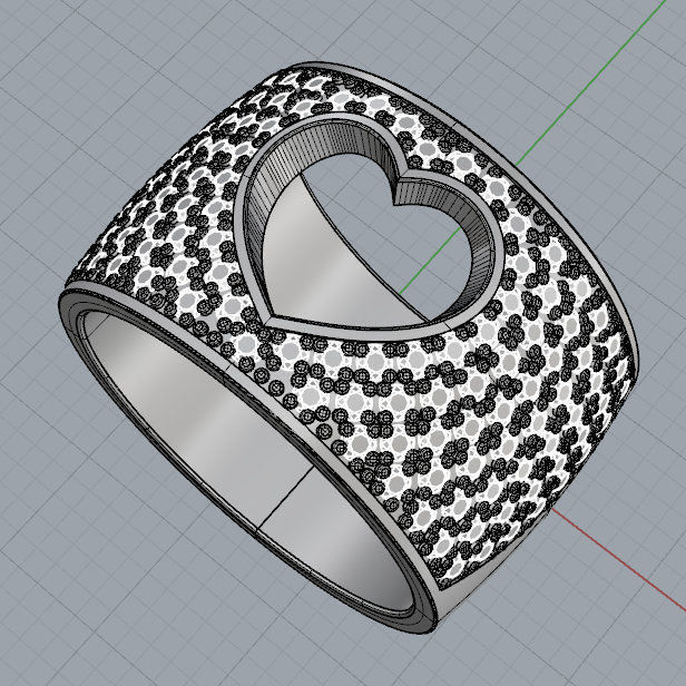 Heart Diamond Ring 3D print model_1