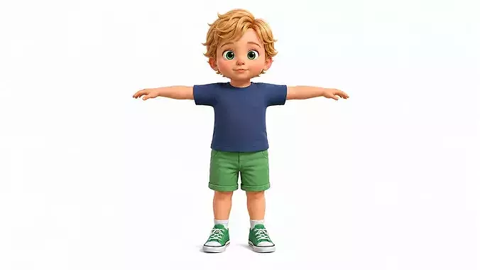 Stylized Cartoon Boy Character Game Ready 3D Child Model