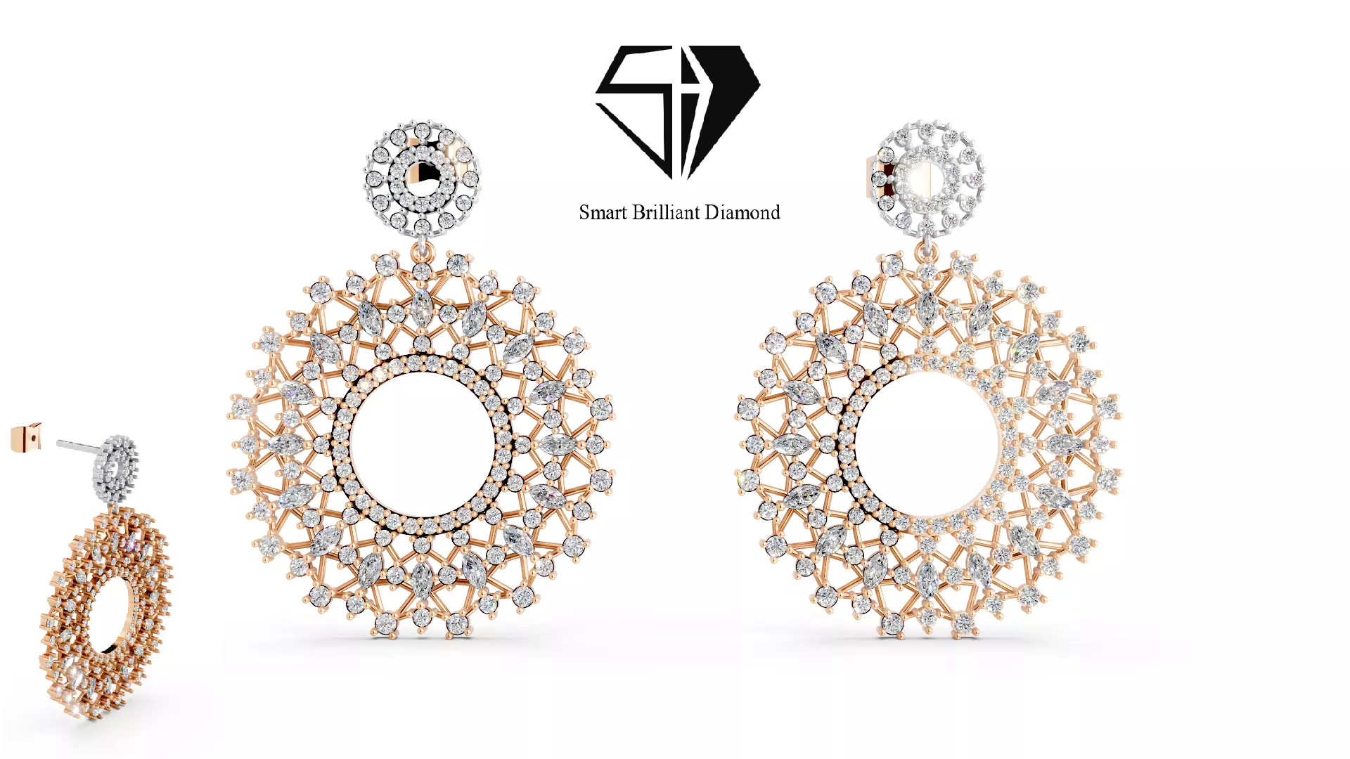 Luxury Bridal Gold Earrings Women Fine Jewelry 3D Model je0226 3D print model