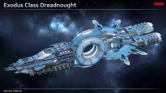 Spaceship Dreadnought Exodus Low-poly 3D model
