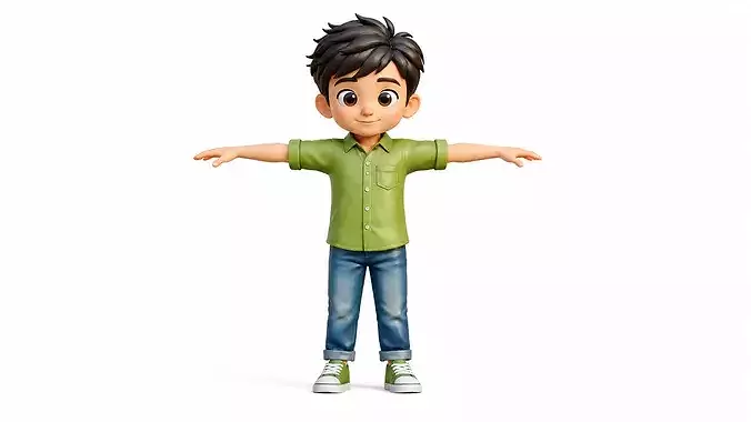Stylized Cartoon Boy Character Rigged Animated Game Ready 