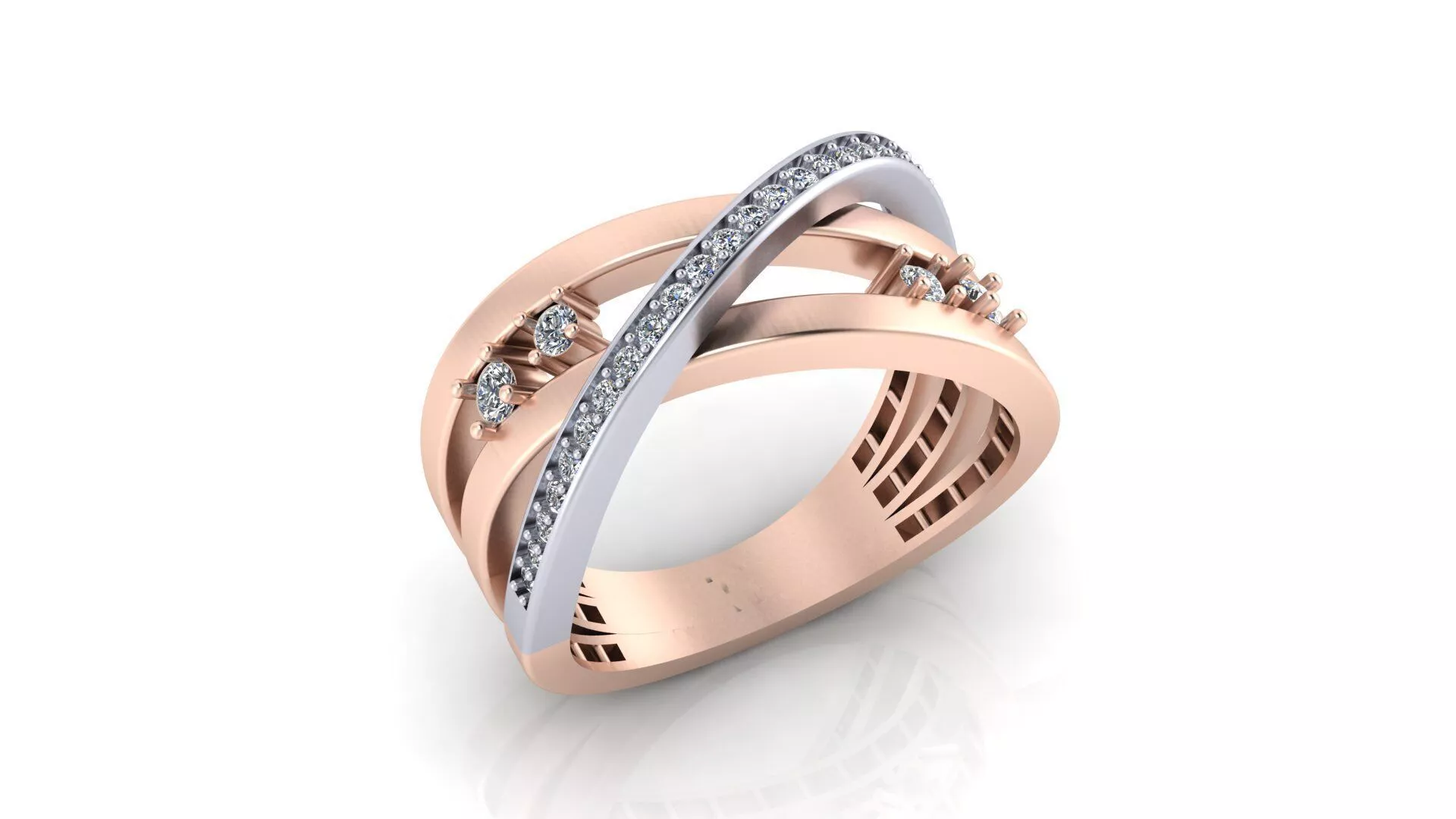 Modern X Crossover Diagonal Band Ring Print Model Jewelry CAD 3D print model