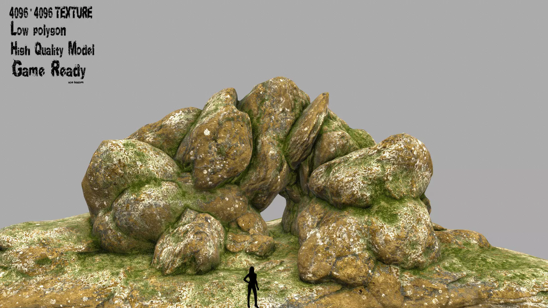 cave rock Low-poly 3D model_0