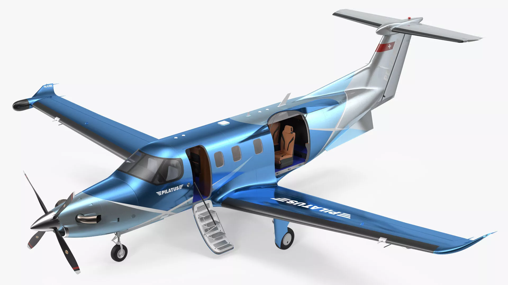 Pilatus PC-12 NGX Business Plane Rigged 3D model