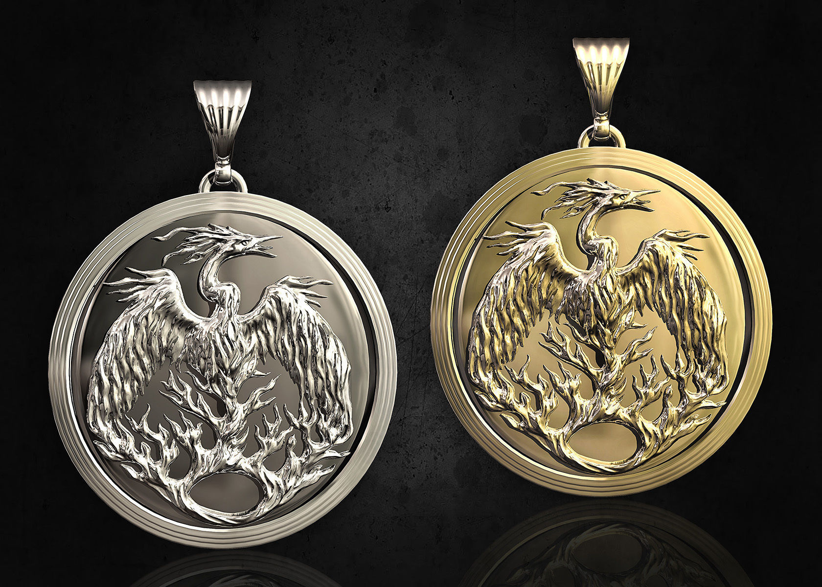Phoenix pendant 3D print model_4