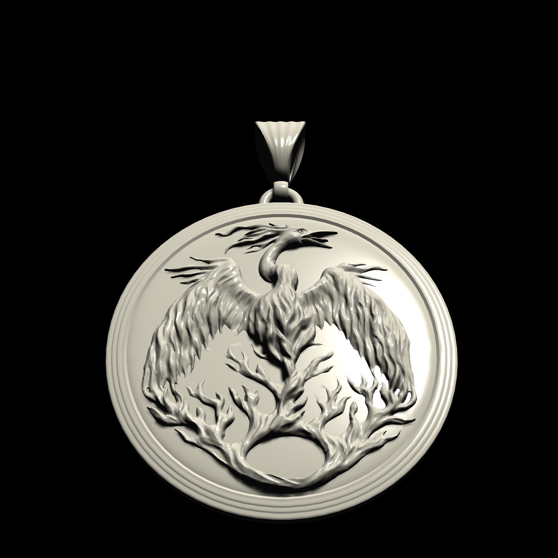 Phoenix pendant 3D print model_7