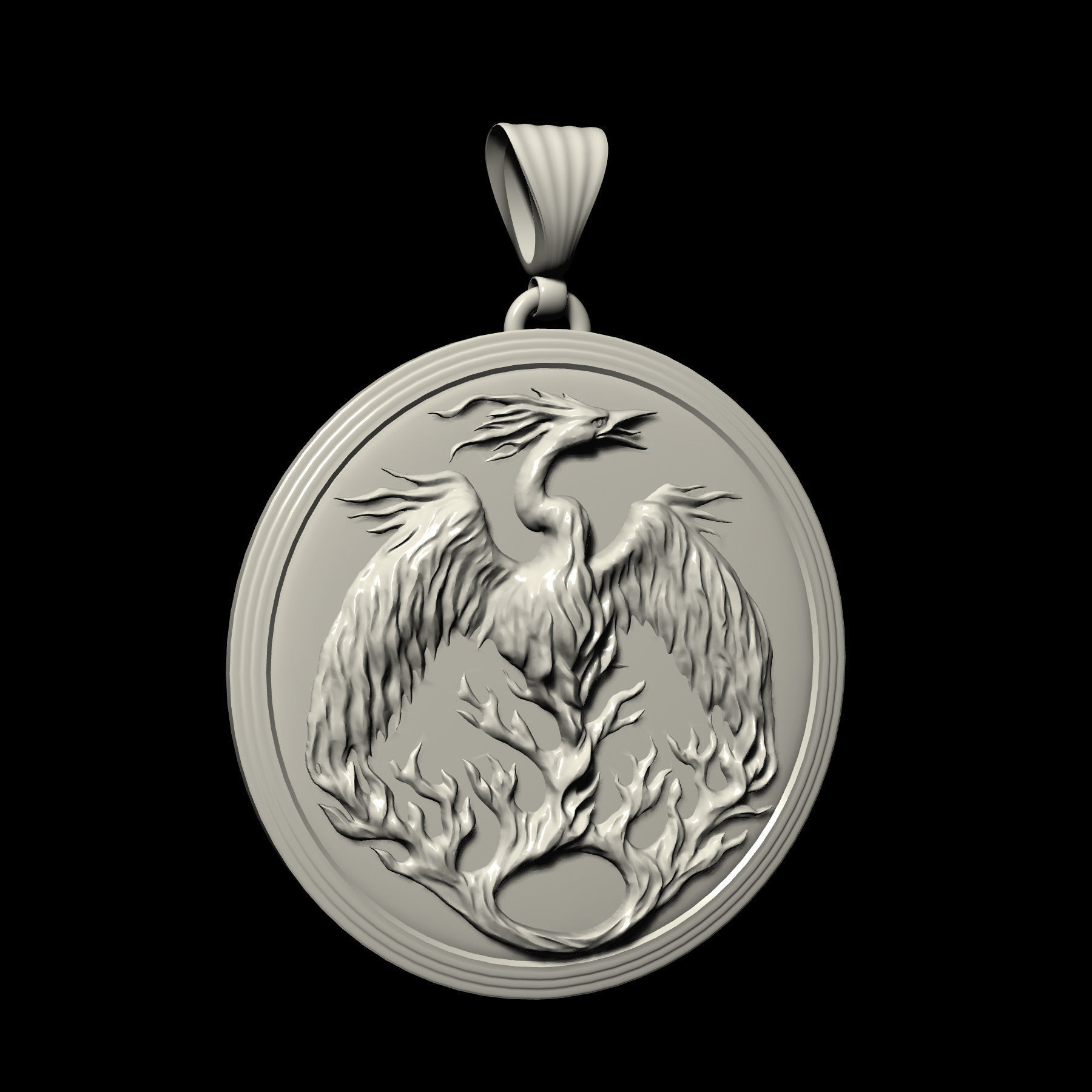 Phoenix pendant 3D print model_8