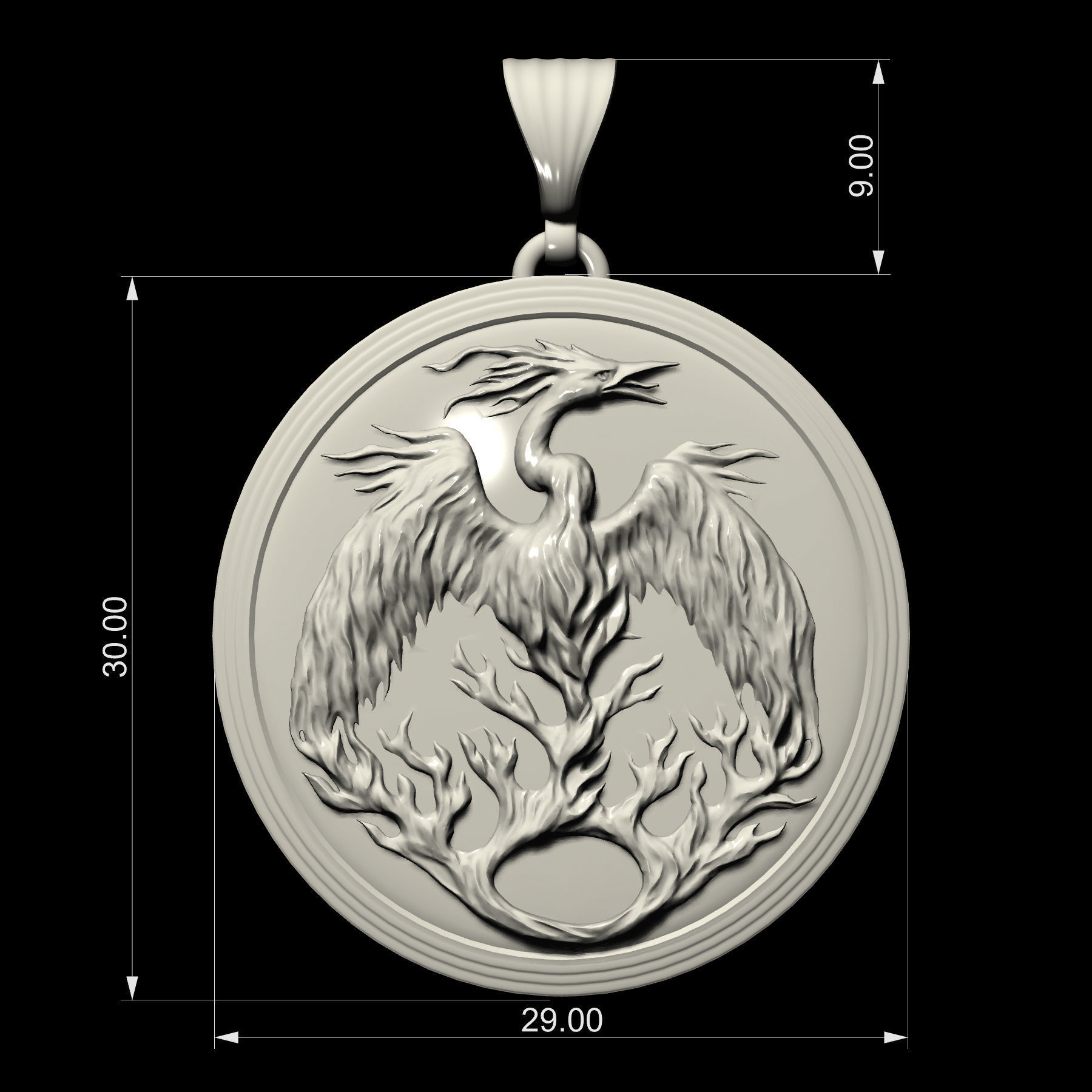 Phoenix pendant 3D print model_5