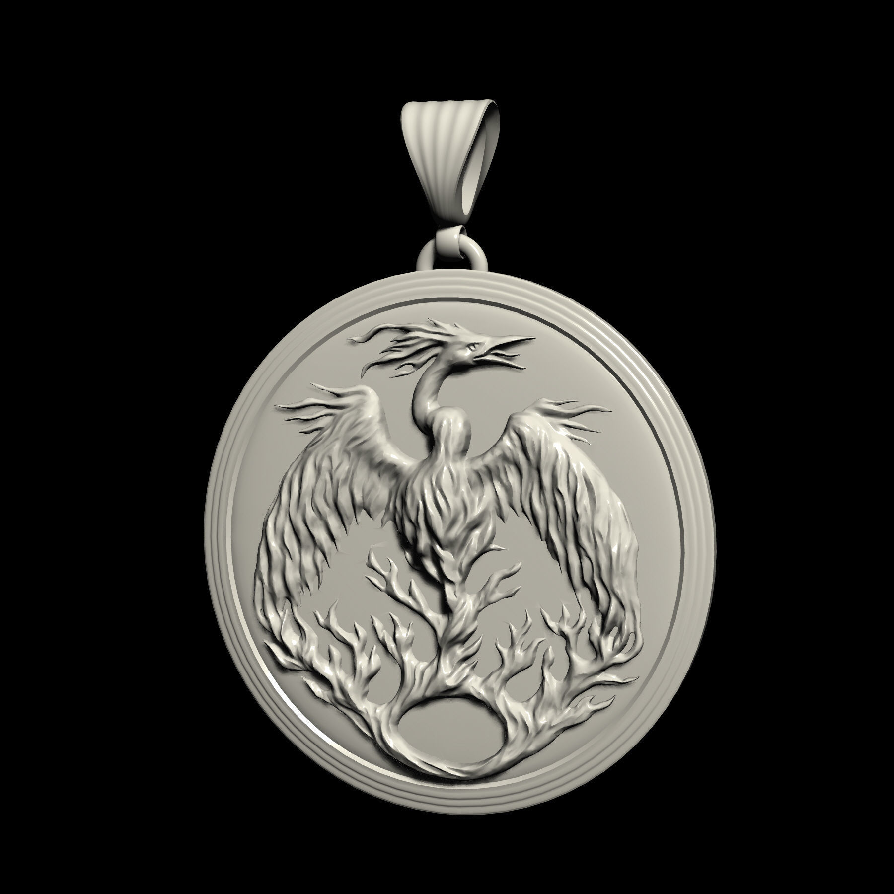 Phoenix pendant 3D print model_9