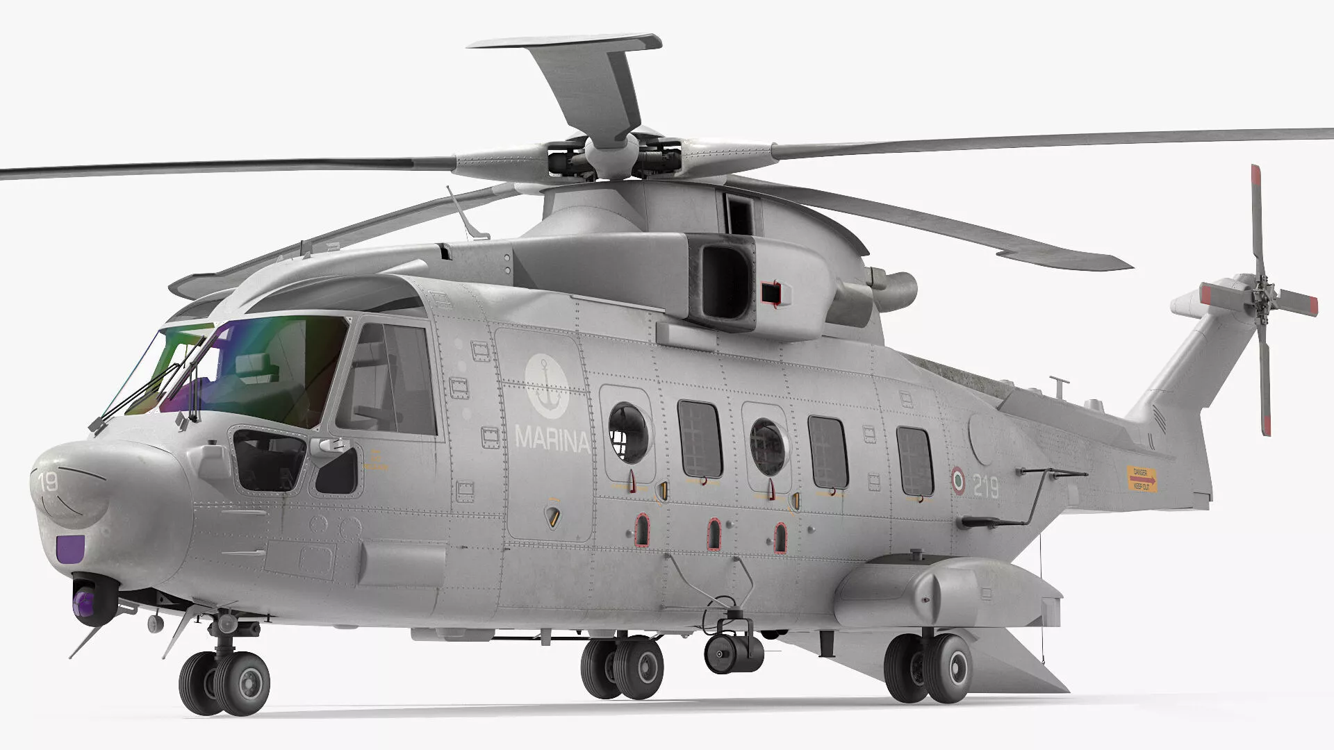 AgustaWestland AW101 Helicopter Italian Navy Rigged 3D model