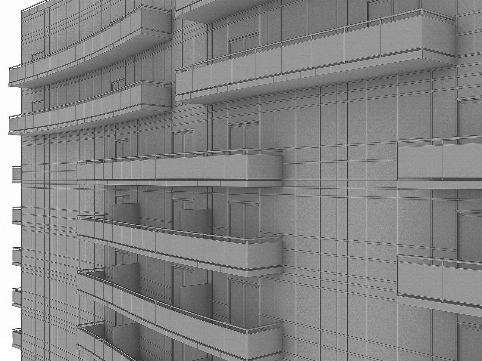Residential Tower Complex 03 Low-poly 3D model_13