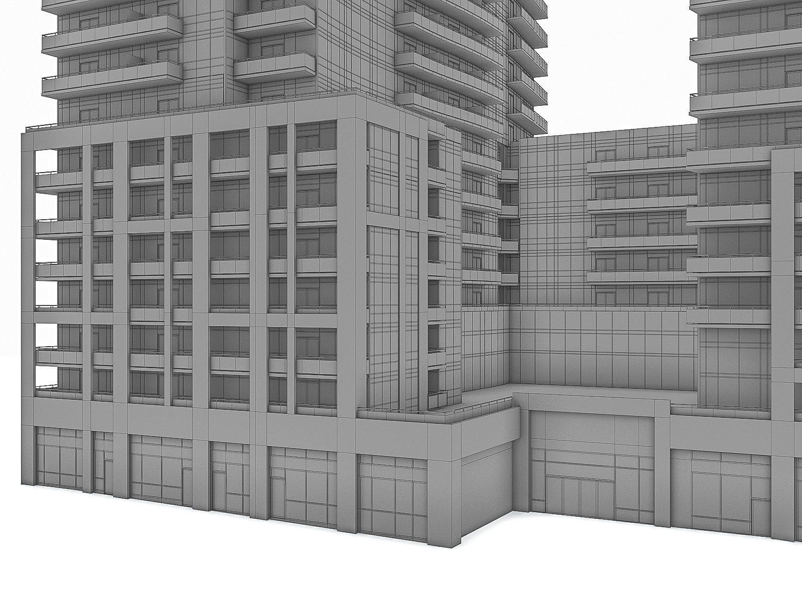 Residential Tower Complex 03 Low-poly 3D model_12