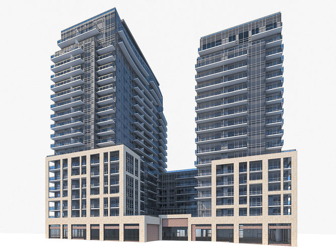 Residential Tower Complex 03 Low-poly 3D model