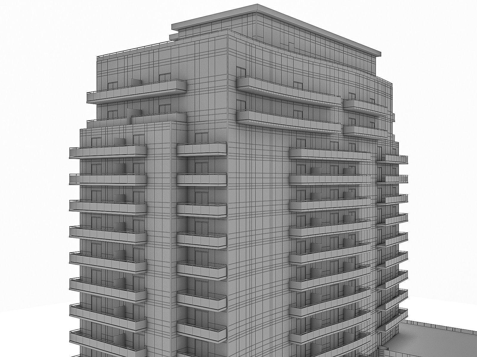 Residential Tower Complex 03 Low-poly 3D model_9