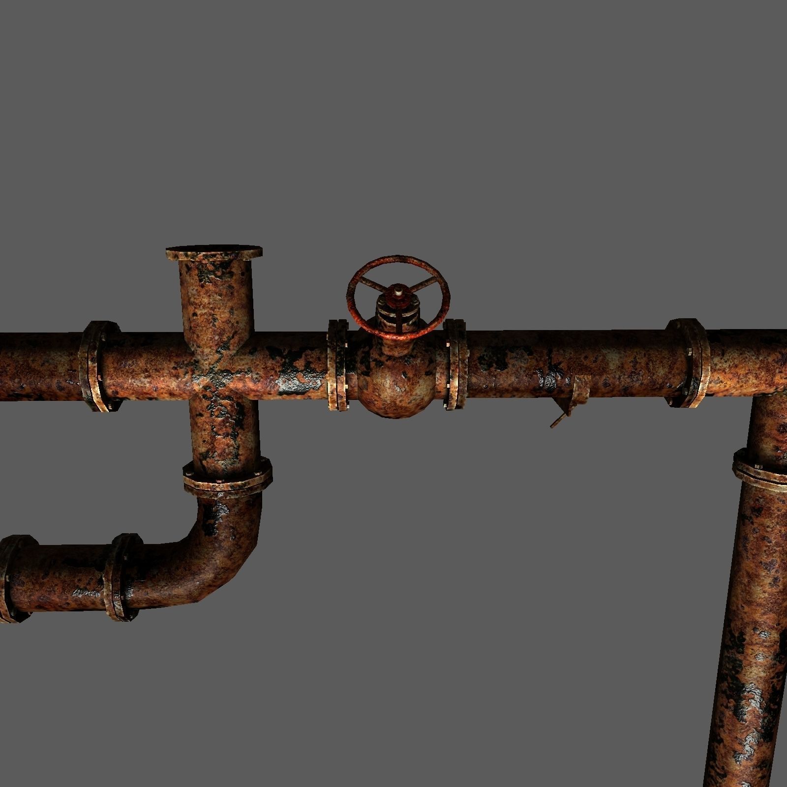 Metal Pipes Set Free low-poly 3D model_3