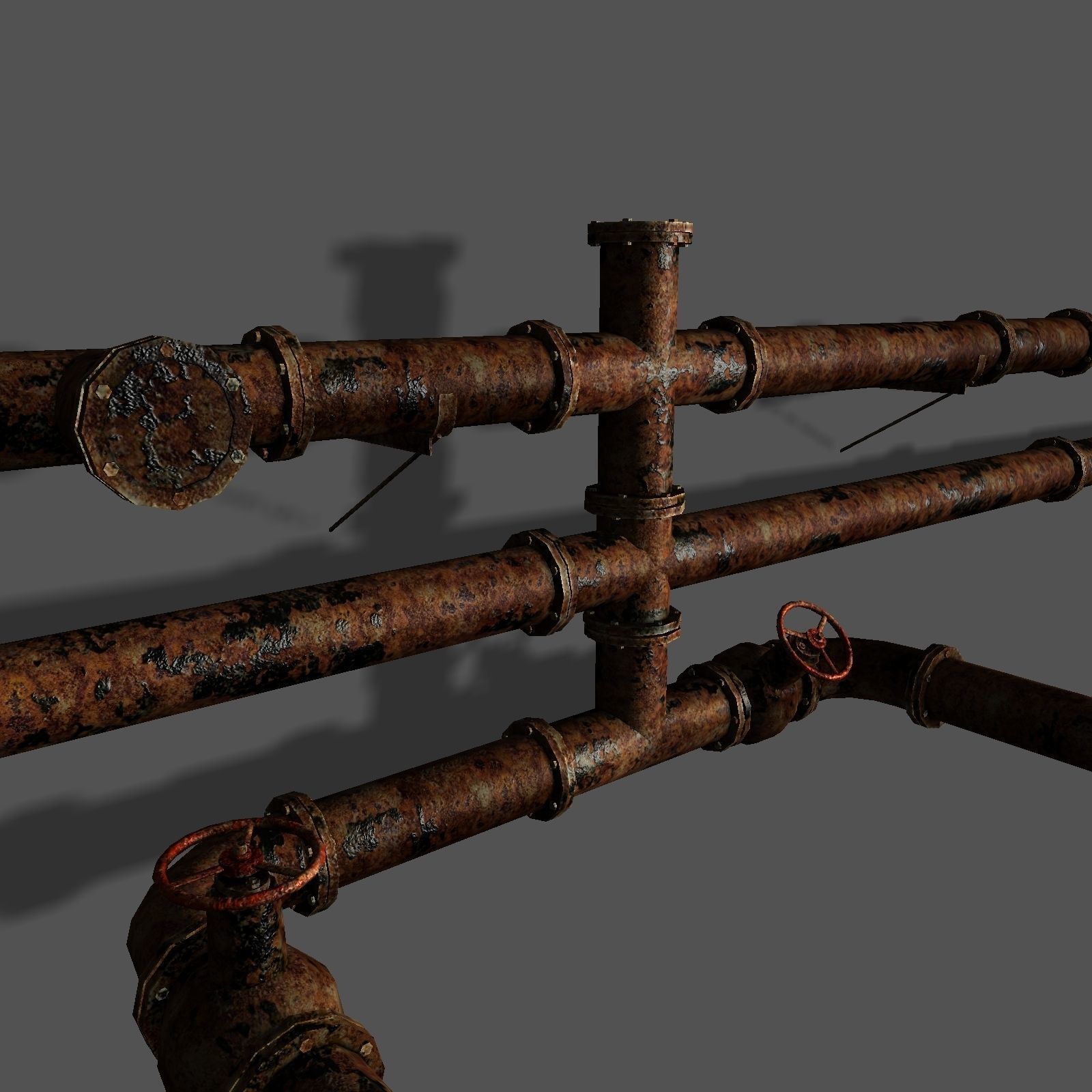 Metal Pipes Set Free low-poly 3D model_6