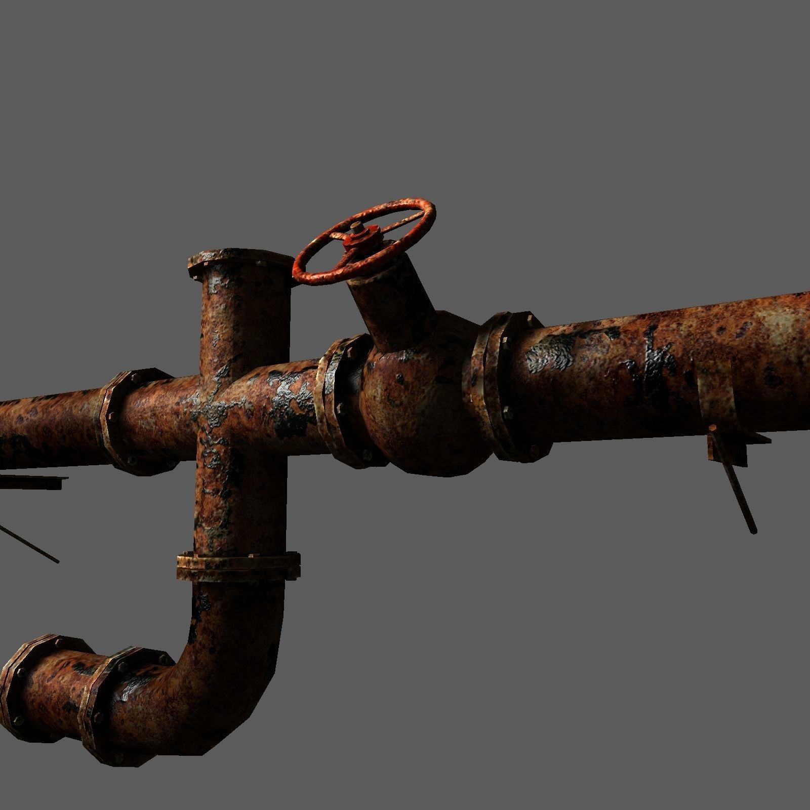 Metal Pipes Set Free low-poly 3D model_2