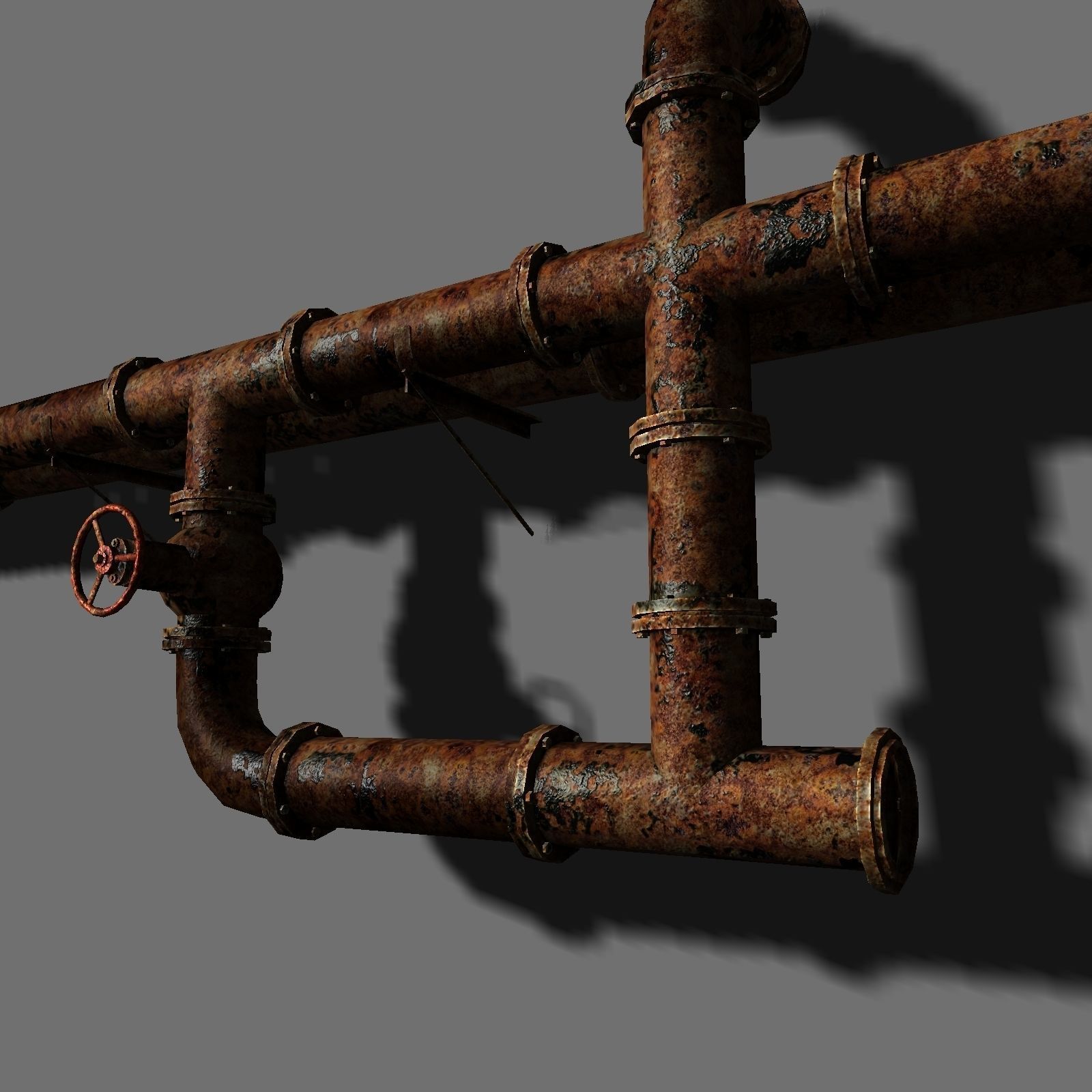 Metal Pipes Set Free low-poly 3D model_1