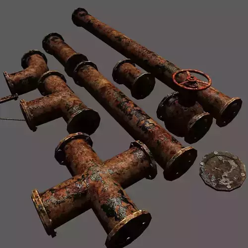 Metal Pipes Set Free low-poly 3D model