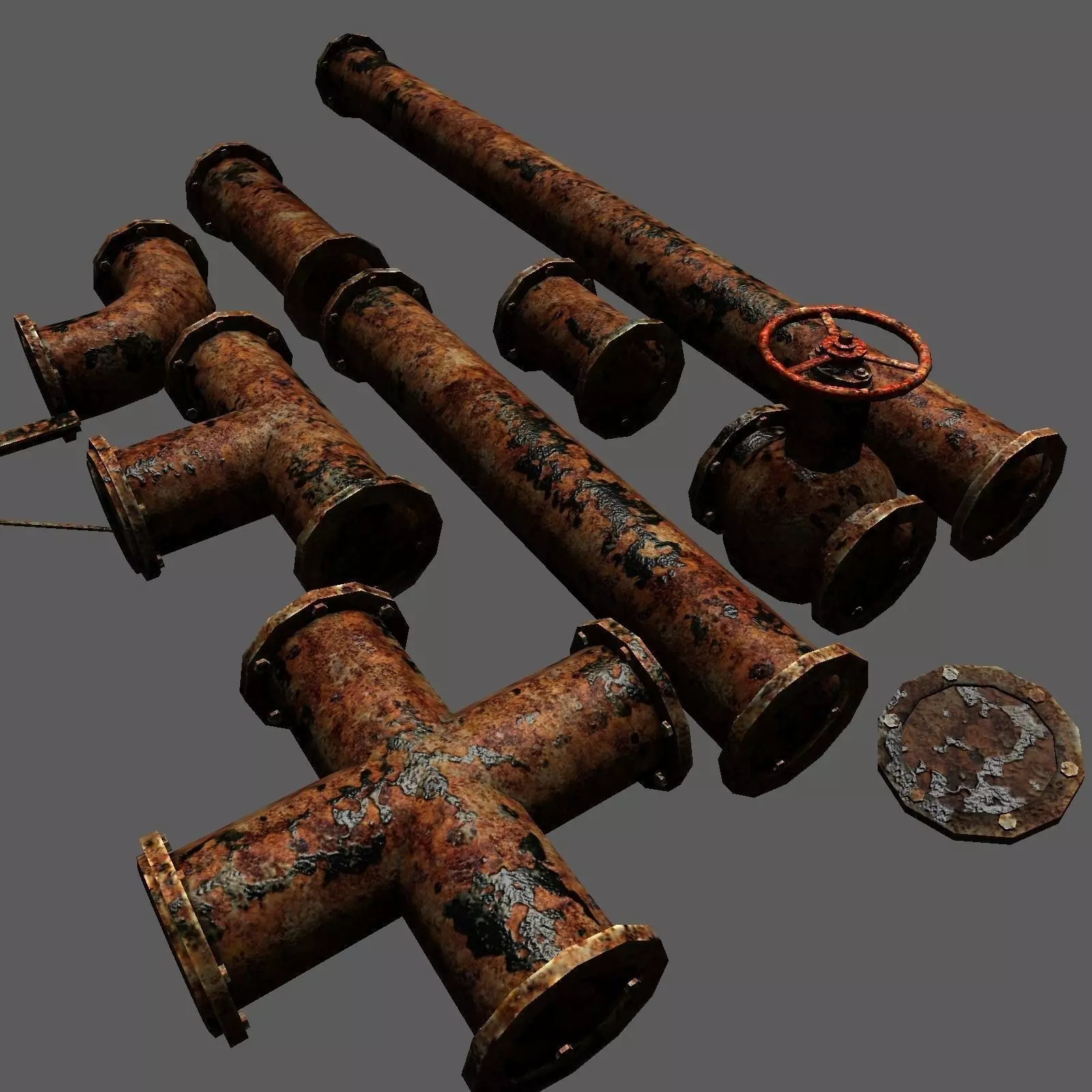 Metal Pipes Set Free low-poly 3D model_0