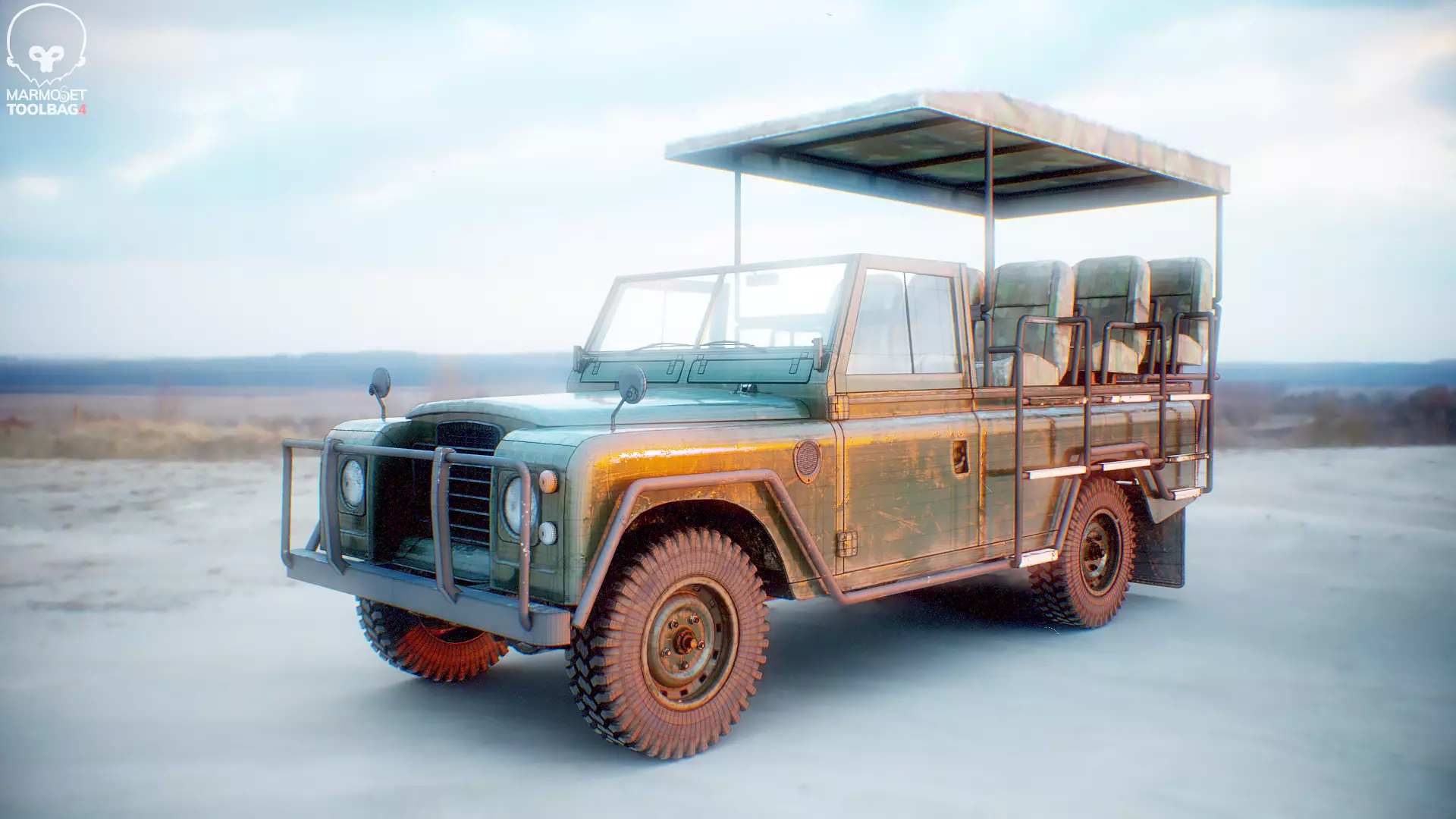 Classic Safari Tour Vehicle 4x4 - PBR Worn Low Low-poly 3D model
