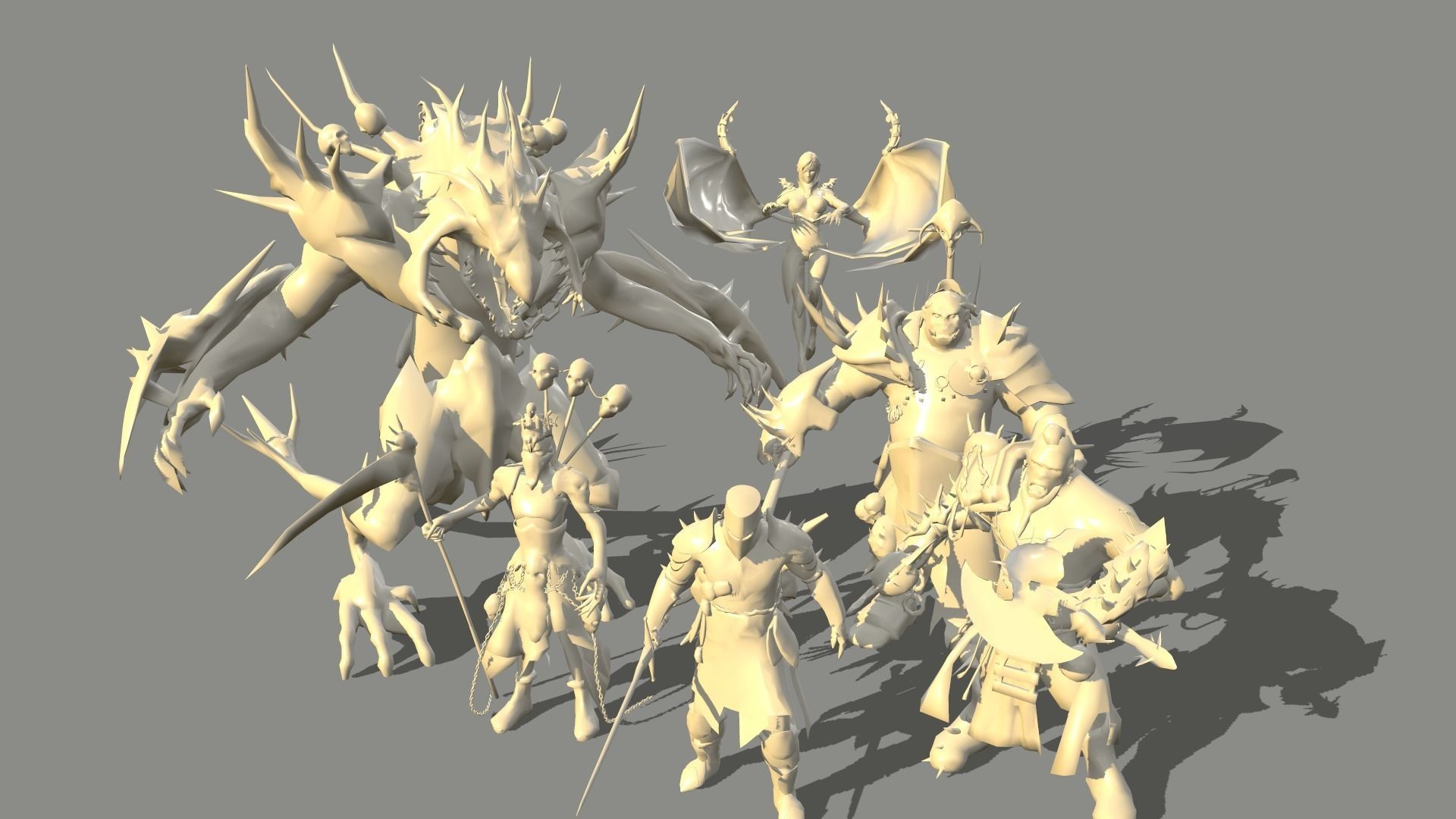 Packing fantastic creatures Low-poly 3D model_5