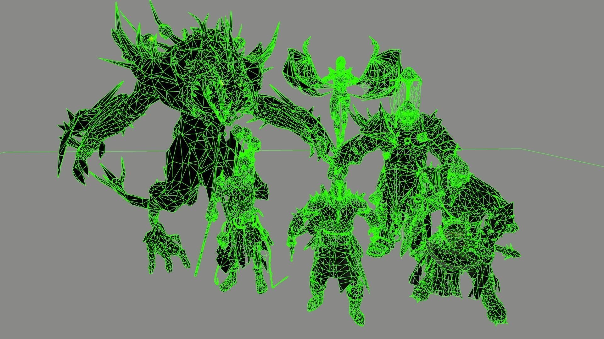 Packing fantastic creatures Low-poly 3D model_6